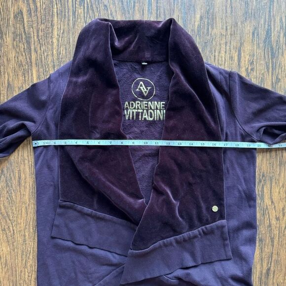 Adrienne Vittadini Cardigan Open Shawl Sweater Purple Velour Womens Size Medium - Picture 4 of 13
